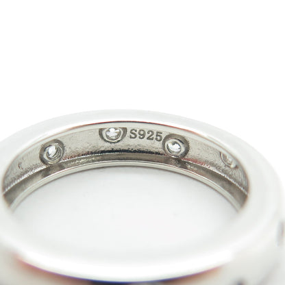 925 Sterling Silver Round-Cut C Z Band Ring Size 5