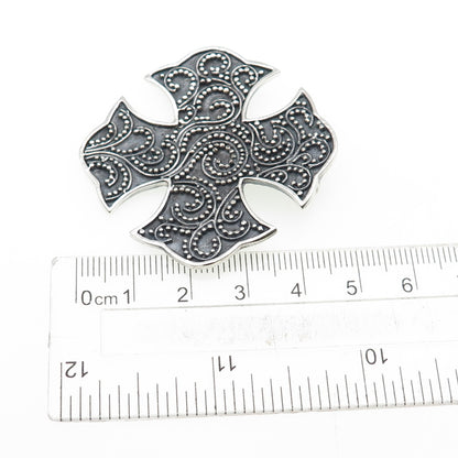 CFJ Collins Fine Sterling Silver Vintage Granulated Cross Oxidized Slide Pendant