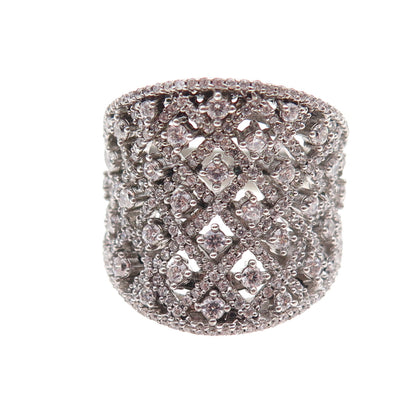 925 Sterling Silver Round-Cut C Z Sparkle Ring Size 7.25
