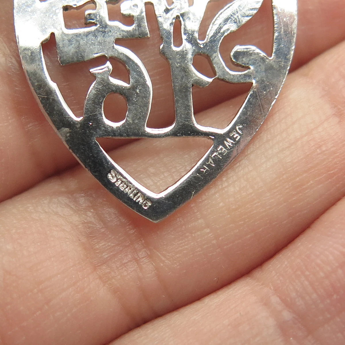 925 Sterling Silver Vintage Jewelart "Sweet 16" Heart Charm Pendant