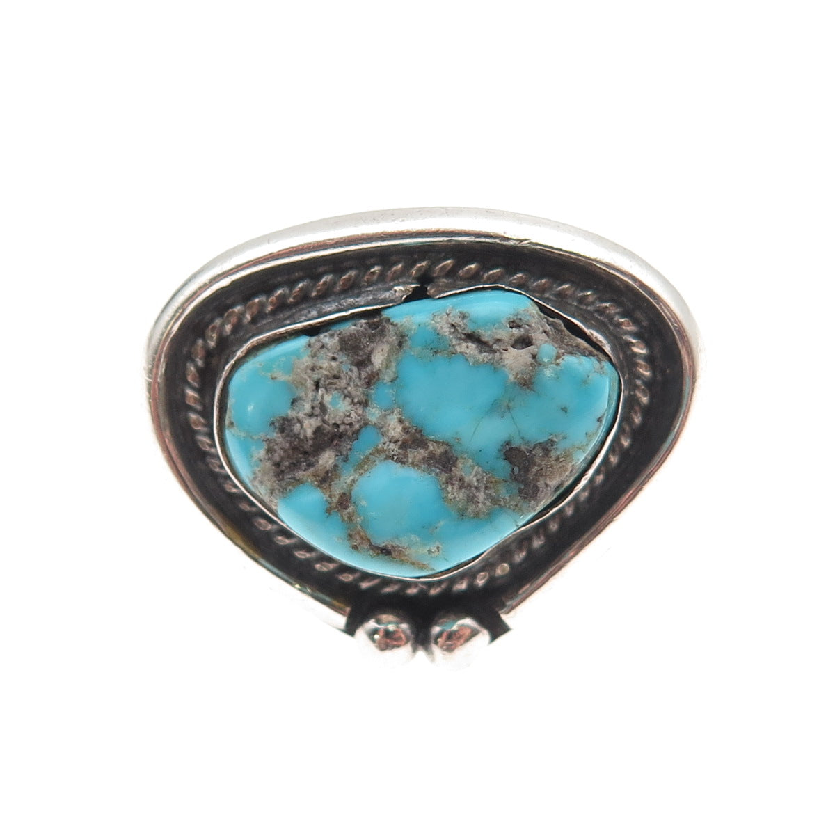 Old Pawn 925 Sterling Silver Vintage Southwestern Turquoise Tribal Ring Size 8.5