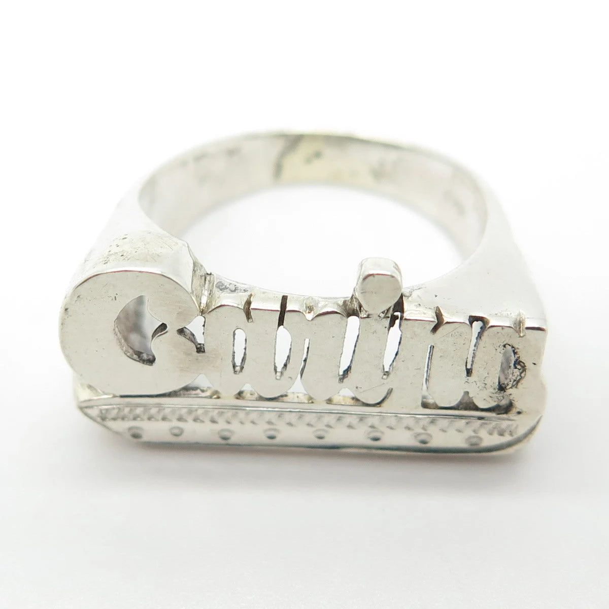 925 Sterling Silver Vintage "Carina" Personalizes Ring Size 5.25