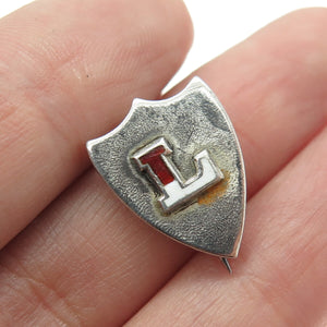 925 Sterling Silver Antique Art Deco Enamel Lincoln University Pin Brooch