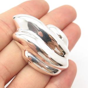 925 Sterling Silver Vintage Mexico Ribbed Pin Brooch
