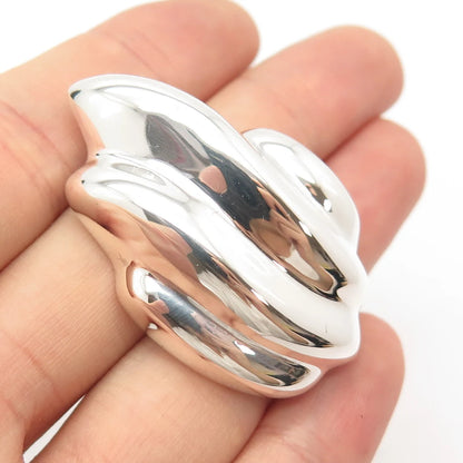 925 Sterling Silver Vintage Mexico Ribbed Pin Brooch