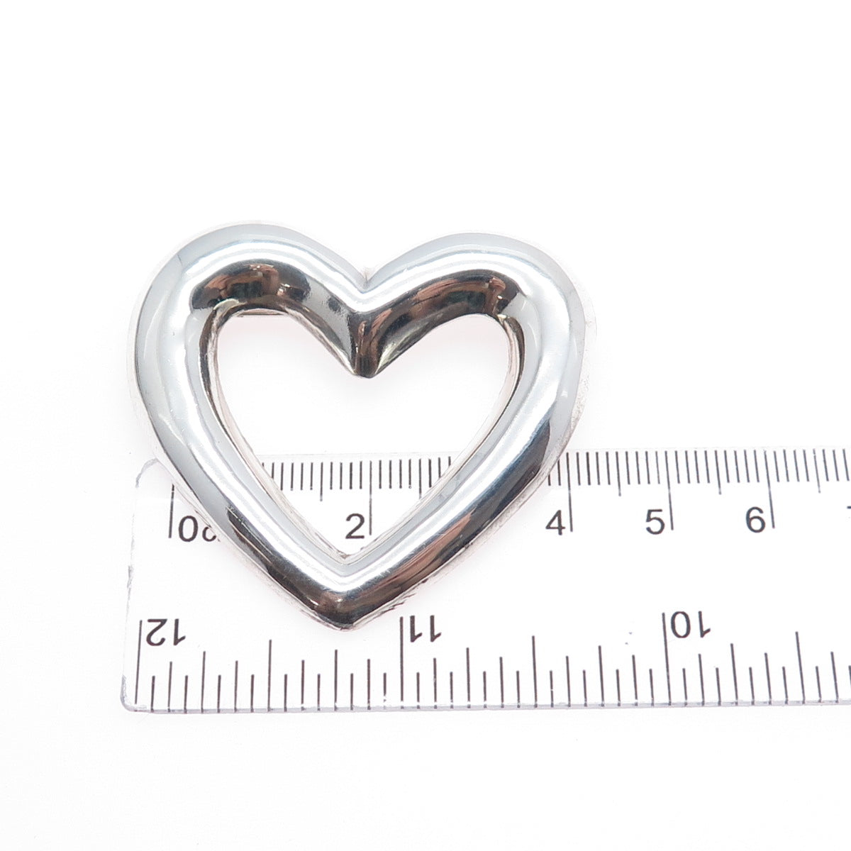 925 Sterling Silver Vintage Open Heart Pin Brooch