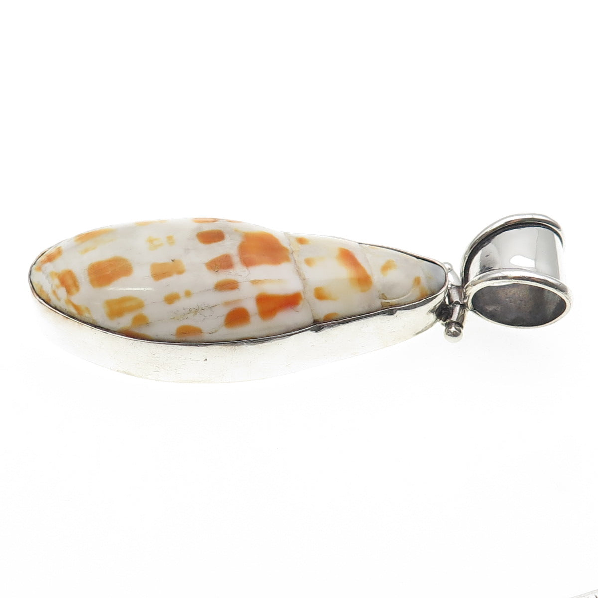 925 Sterling Silver Vintage Seashell Modernist Large Pendant
