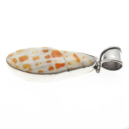 925 Sterling Silver Vintage Seashell Modernist Large Pendant