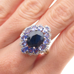 Chuck Clemency 925 Sterling Silver Real Sapphire Tanzanite Topaz Ring Size 8.25