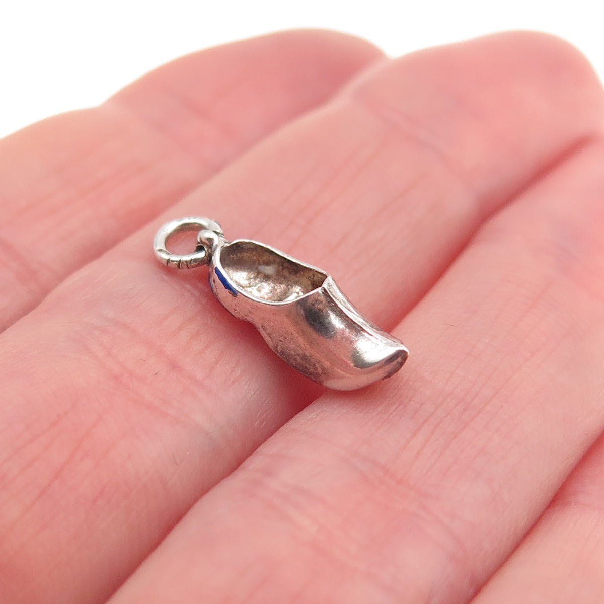 835 Silver Vintage Dutch Clog Oxidized 3D Mini Charm Pendant