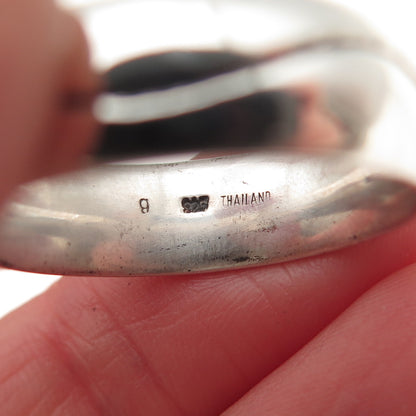 925 Sterling Silver Vintage Wave Oxidized Band Ring Size 10.25
