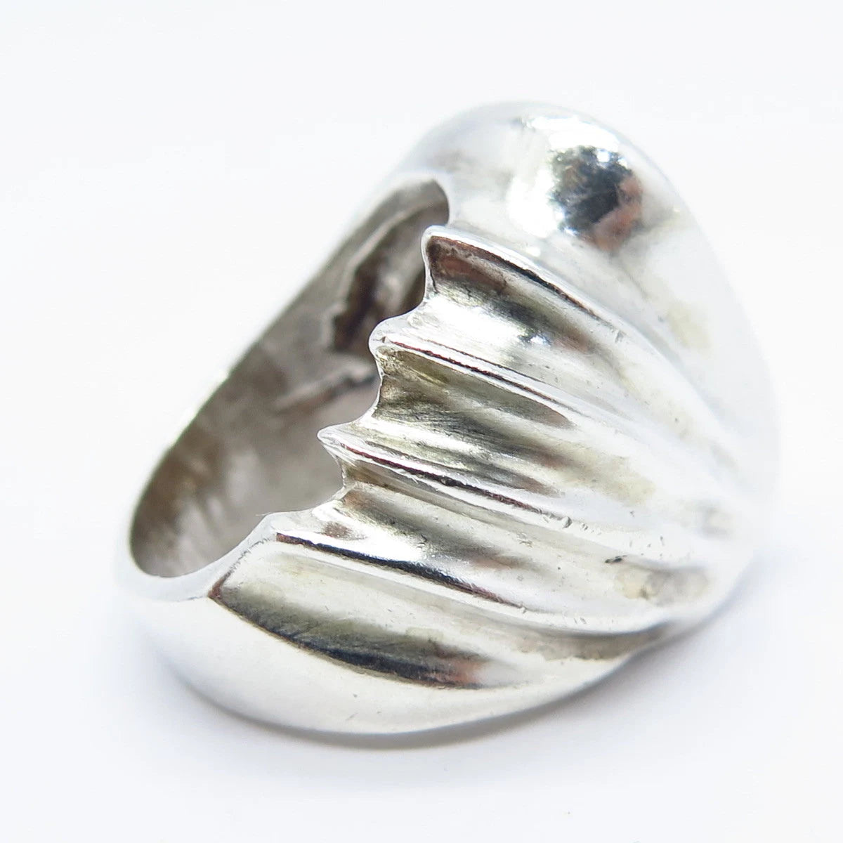925 Sterling Silver Vintage Mexico Modernist Wide Ring Size 7