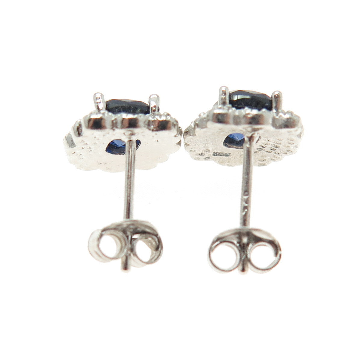 HAN 925 Sterling Silver Blue & White C Z Earrings
