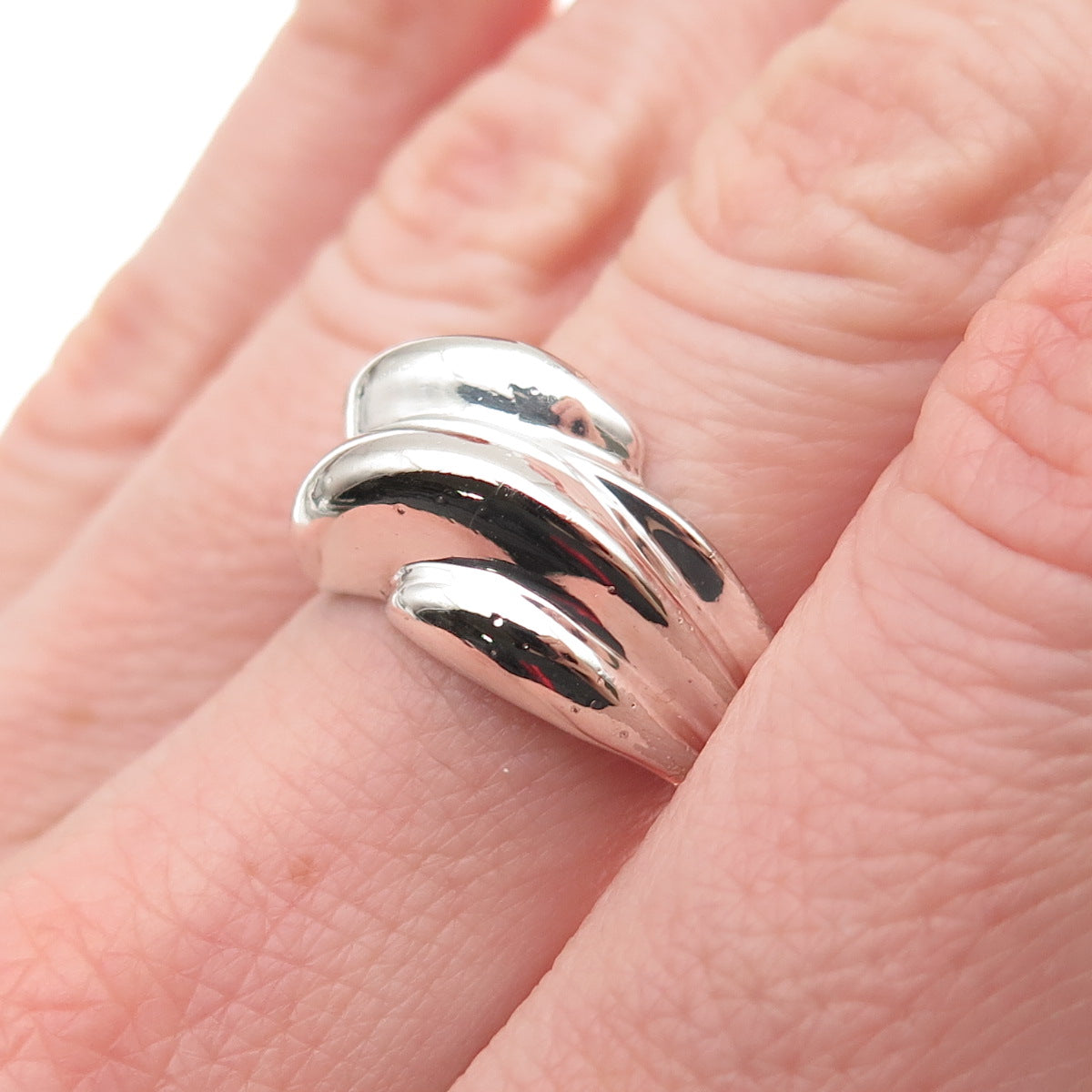 925 Sterling Silver Vintage Modernist Ring Size 7