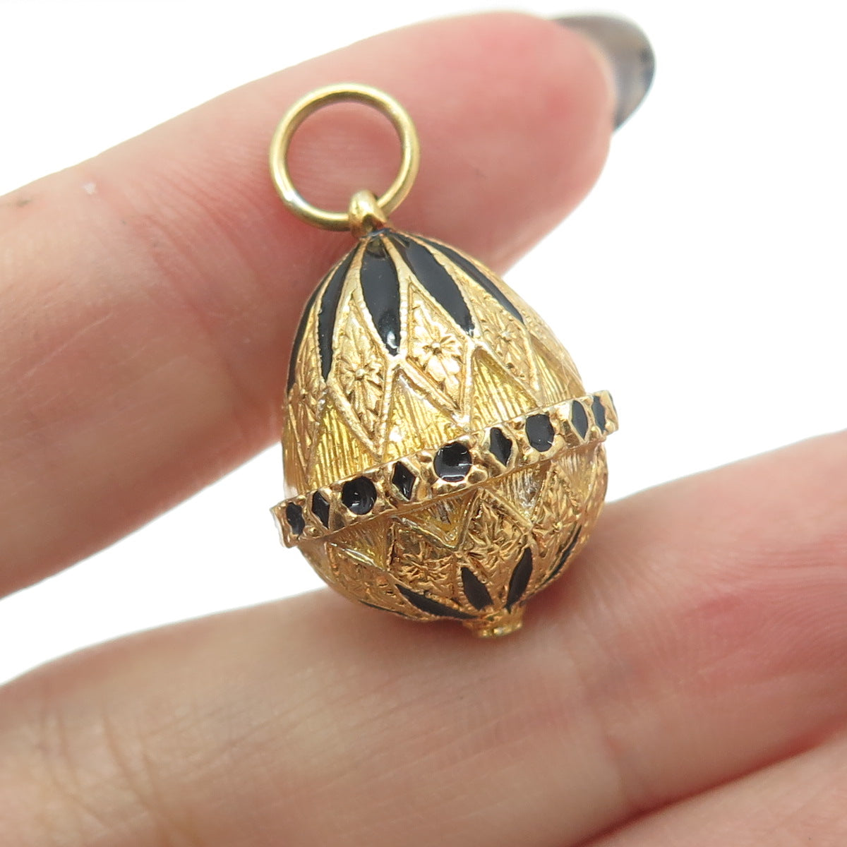 RAFKA Retired 925 Sterling Silver Vermeil Enamel Royal Easter Egg Charm Pendant