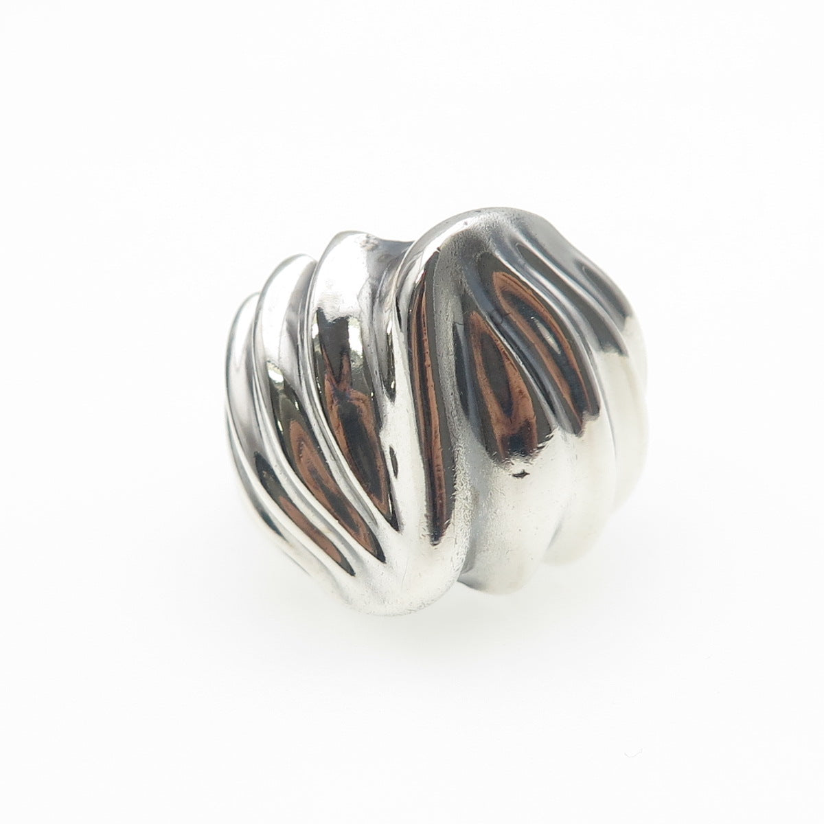 925 Sterling Silver Vintage Mexico Modernist Wavy Dome Oxidized Ring Size 7.5