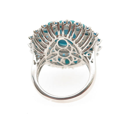 Chuck Clemency 925 Sterling Silver Real Turquoise Apatite & Topaz Ring Size 7.75