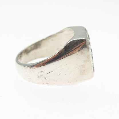 925 Sterling Silver Vintage Round-Cut C Z Signet Ring Size 9