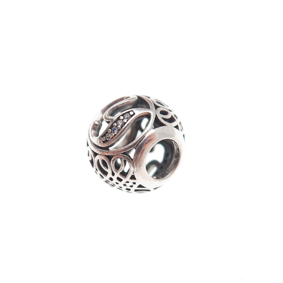 Pandora 925 Sterling Silver C Z Letter Y Slide Bead Charm