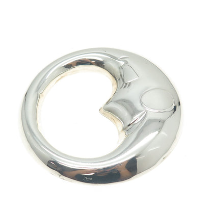 CUNILL 925 Sterling Silver Vintage Crescent Moon Face Baby Rattle