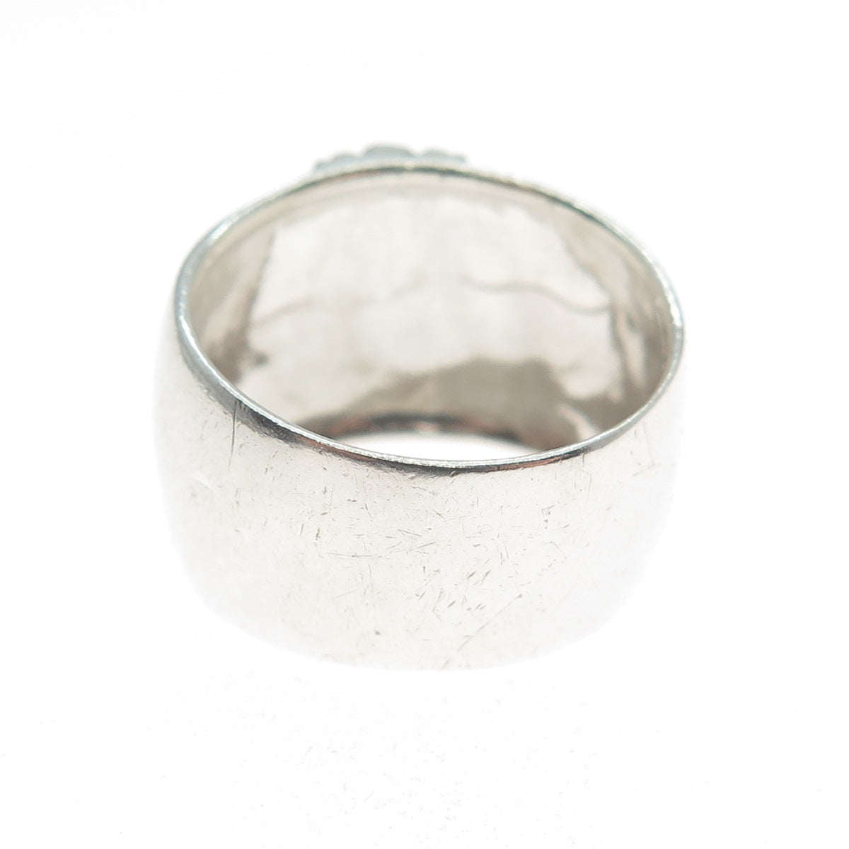 925 Sterling Silver Vintage Modernist Beaded Ring Size 6