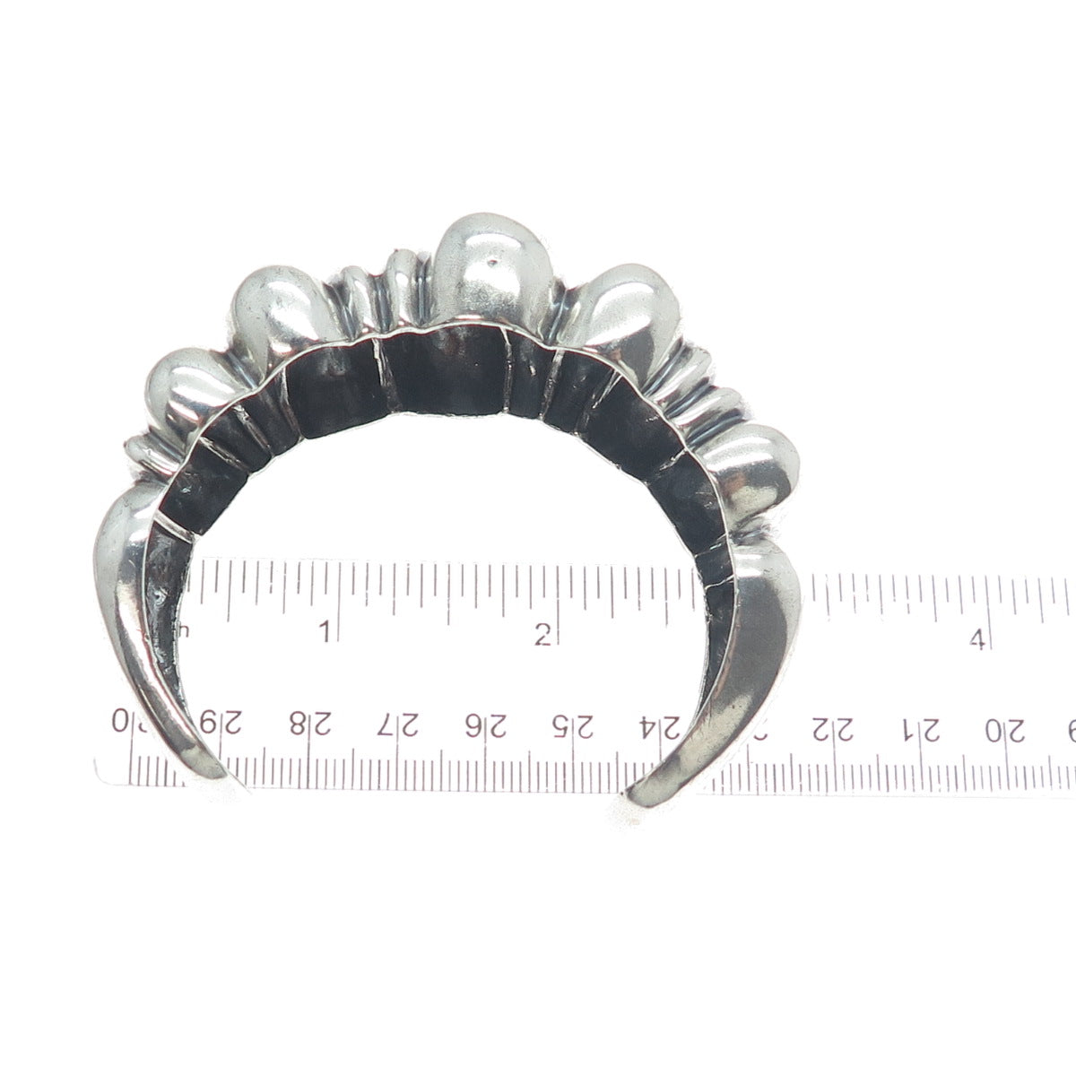 925 Sterling Silver Vintage Modernist Adjustable Oxidized Cuff Bracelet 7.25"