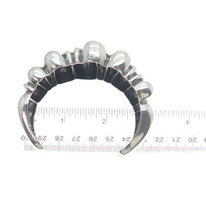 925 Sterling Silver Vintage Modernist Adjustable Oxidized Cuff Bracelet 7.25"