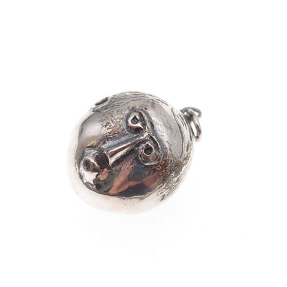 925 Sterling Silver Vintage Modernist Face Oxidized Charm Pendant