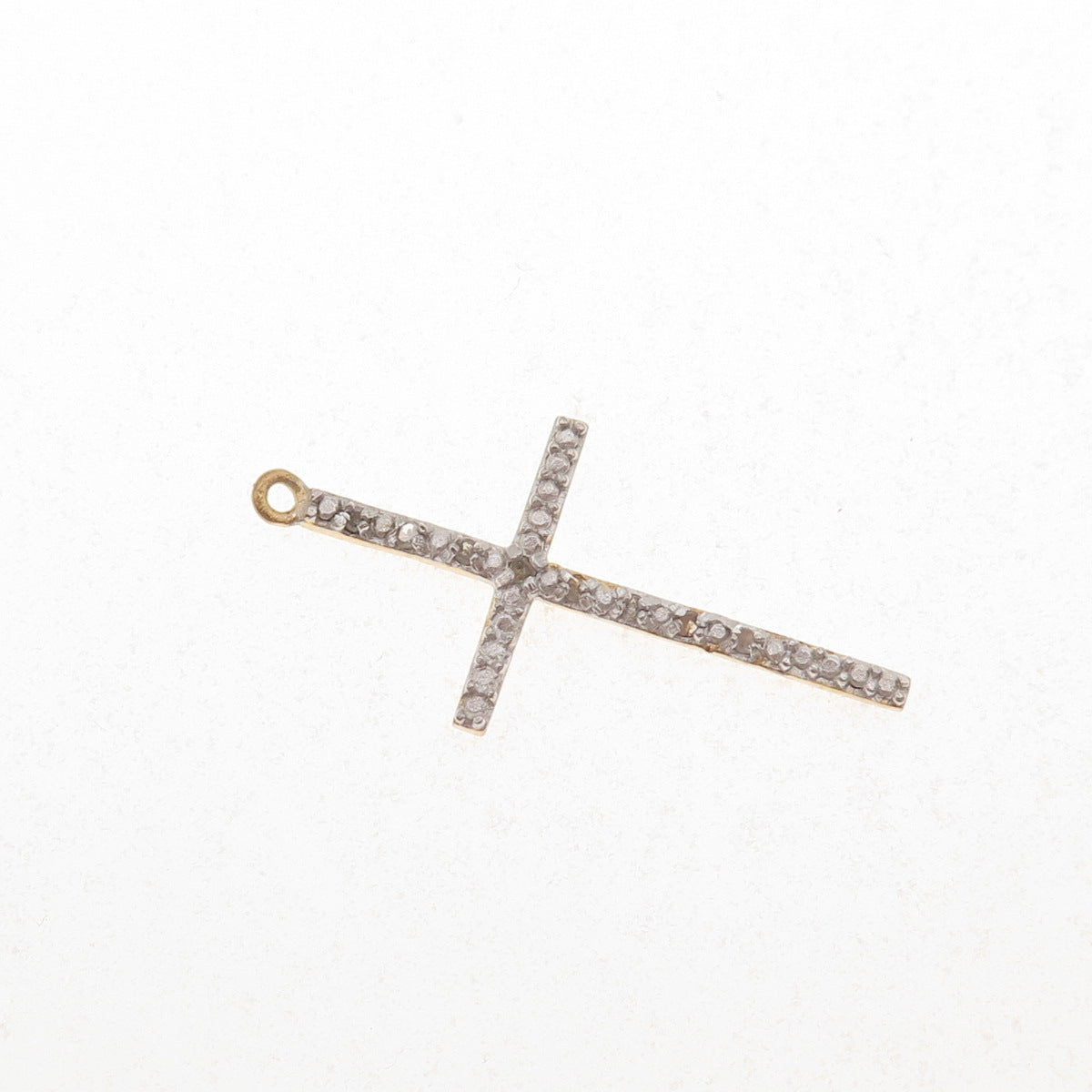 DBJ Dee Berkle Sterling Silver Gold Plated Real Round-Cut Diamond Cross Pendant