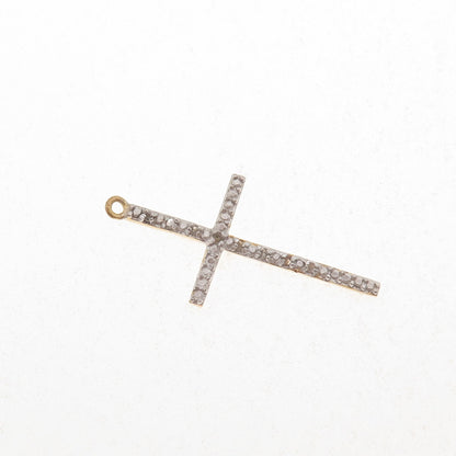 DBJ Dee Berkle Sterling Silver Gold Plated Real Round-Cut Diamond Cross Pendant