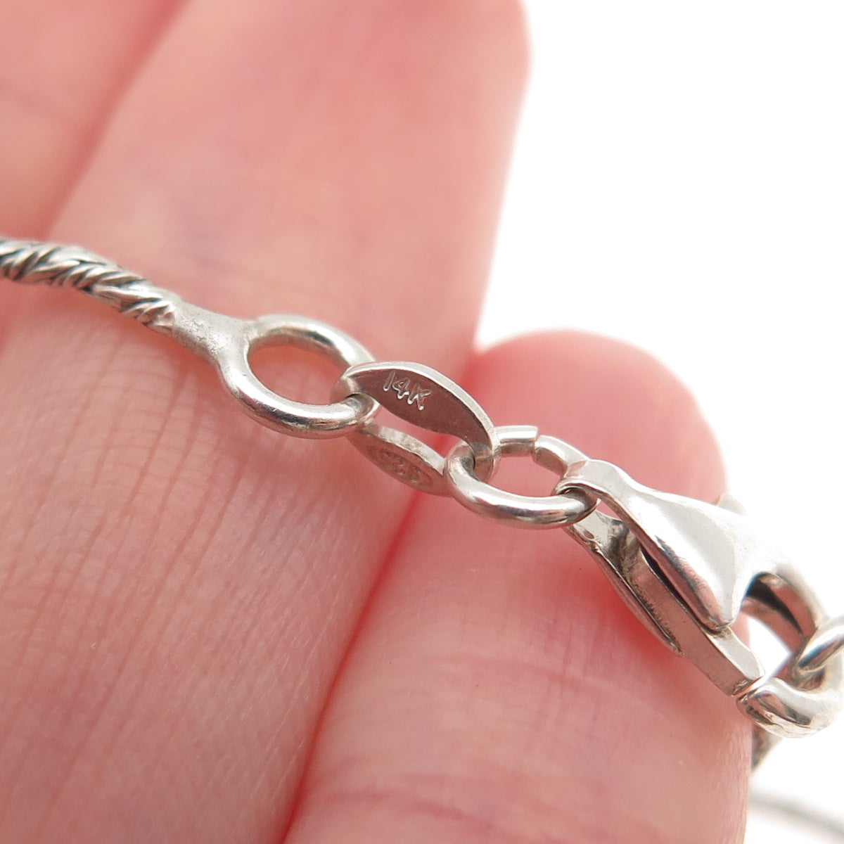 925 Sterling Silver 14K Rose Gold Vintage Modernist Chain Necklace 18"