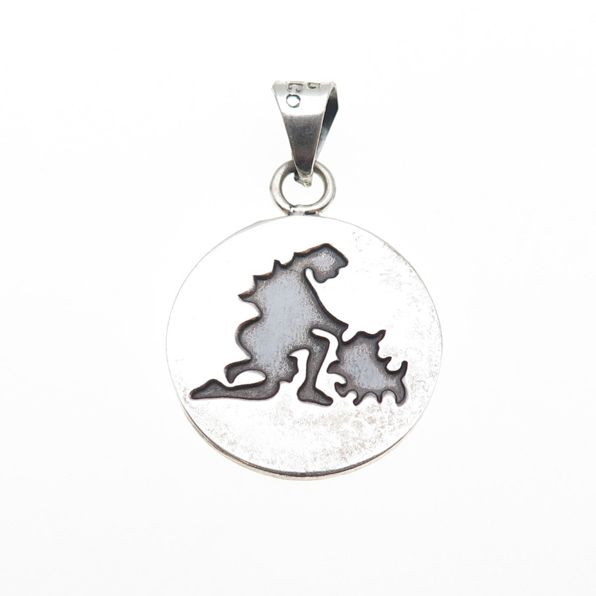 925 Sterling Silver Vintage Mexico Human & Dog Oxidized Charm Pendant