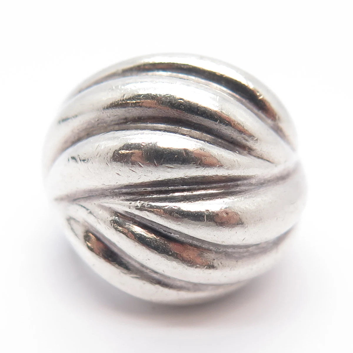 925 Sterling Silver Vintage Modernist Ribbed Wide Ring Size 5.75