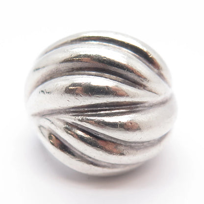 925 Sterling Silver Vintage Modernist Ribbed Wide Ring Size 5.75