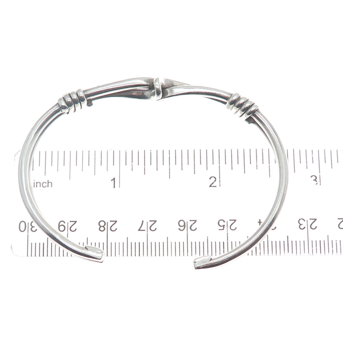 925 Sterling Silver Vintage Mexico Love Touch Adjustable Cuff Bracelet 5.75"