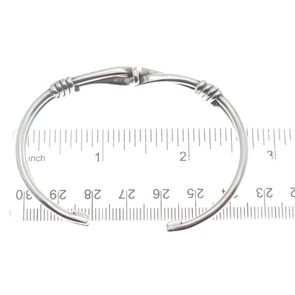 925 Sterling Silver Vintage Mexico Love Touch Adjustable Cuff Bracelet 5.75"