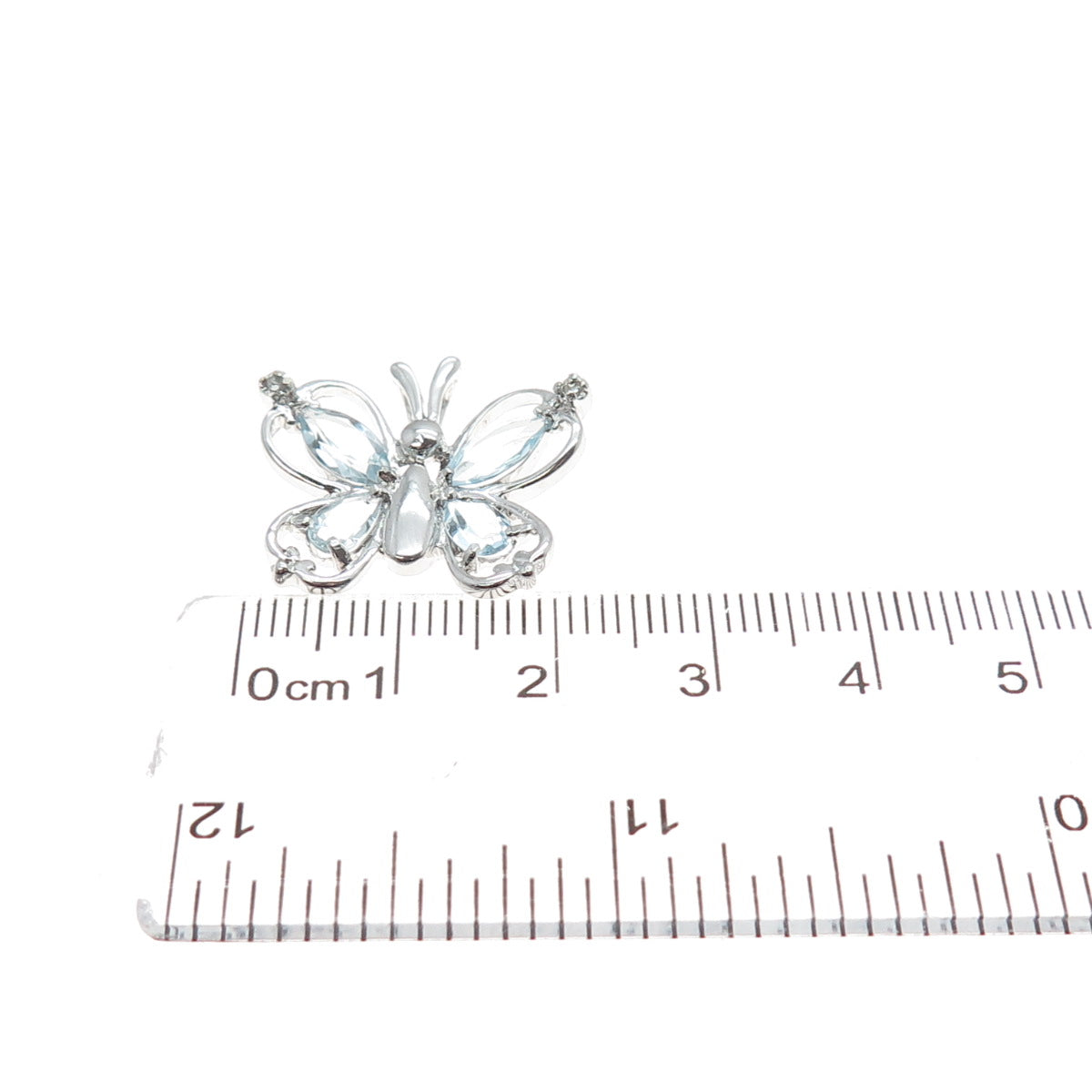 DBJ DEE BERKLE 925 Sterling Real Diamond Accent & Blue Topaz Butterfly Pendant