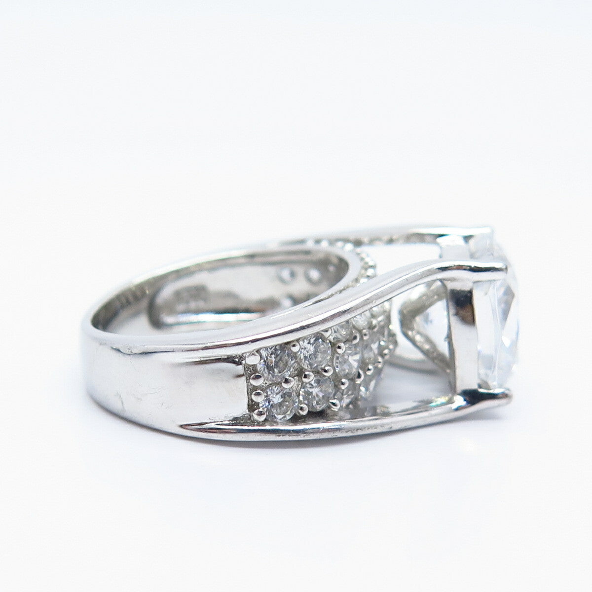 925 Sterling Silver Princess-Cut C Z Ring Size 5.75