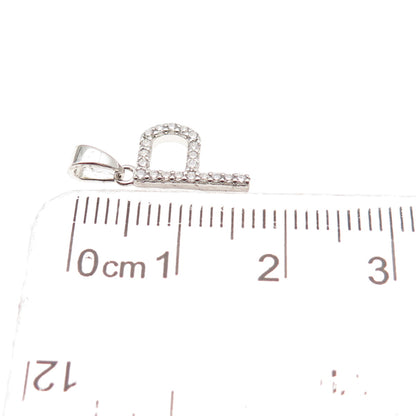 925 Sterling Silver Round-Cut C Z Letter P Initial Mini Charm Pendant