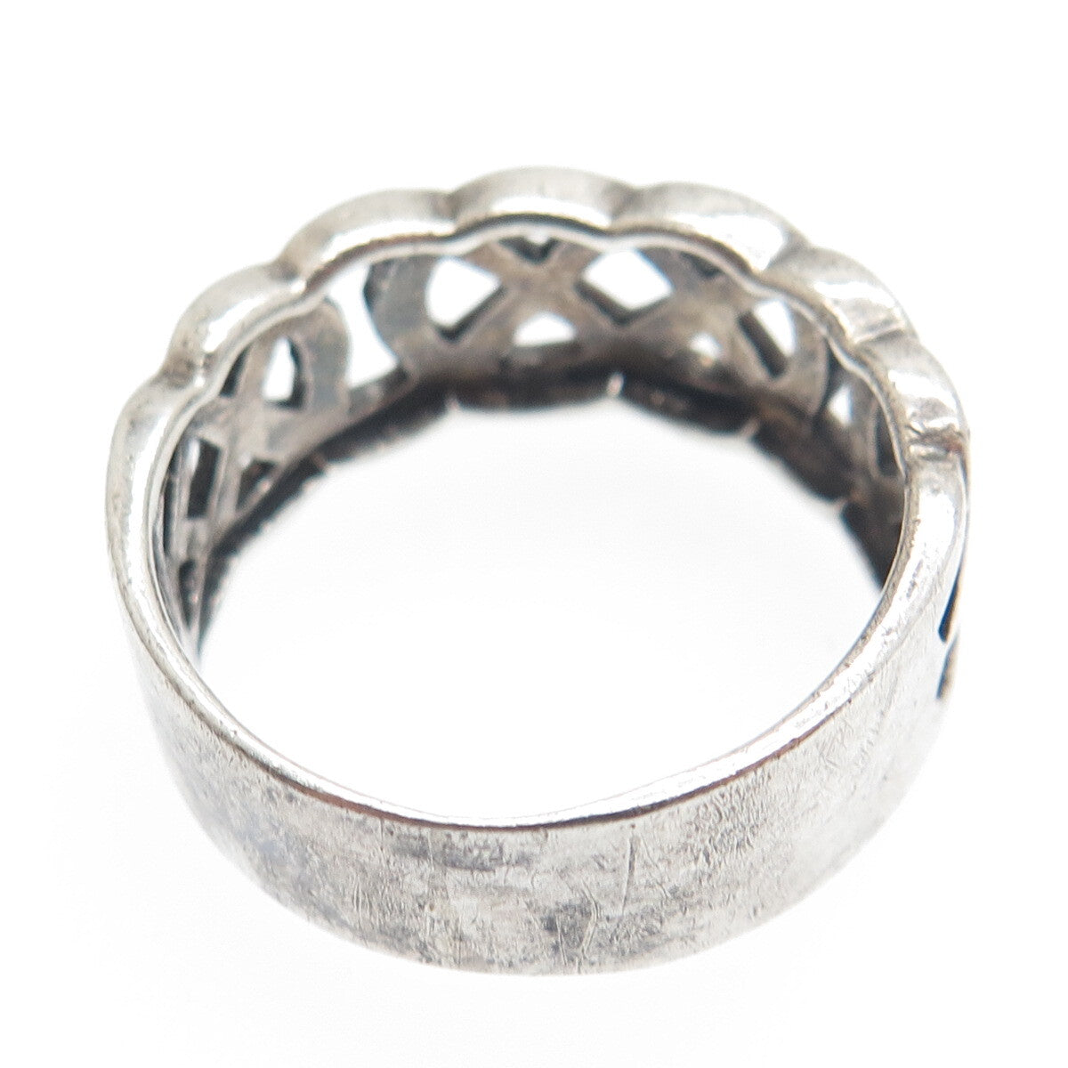 925 Sterling Silver Vintage Celtic Knot Oxidized Band Ring Size 11.25