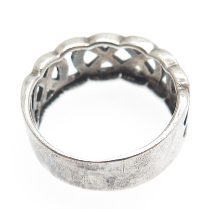 925 Sterling Silver Vintage Celtic Knot Oxidized Band Ring Size 11.25