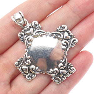 MWS Mark Wasserman Samara Sterling Silver Vintage Heart Cross Oxidized Pendant