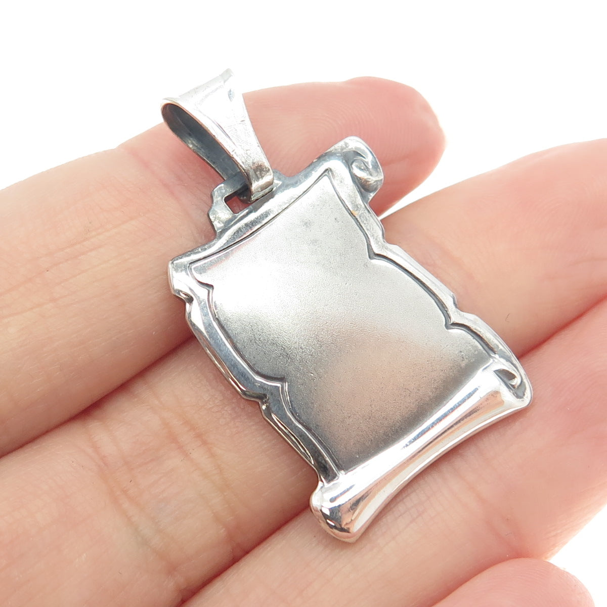 925 Sterling Silver Vintage Italy Engravable Diploma Scroll Pendant