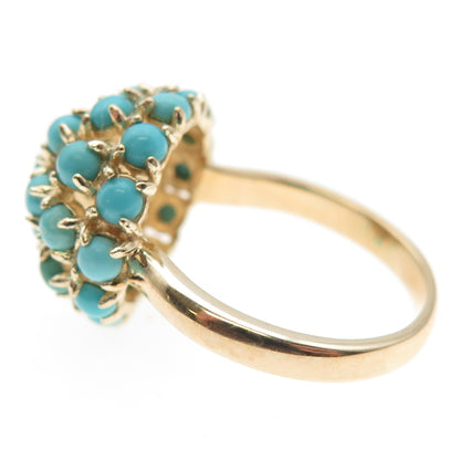 Tehya Oyama 925 Sterling Silver Gold Plated Real Turquoise Dome Ring Size 8.25