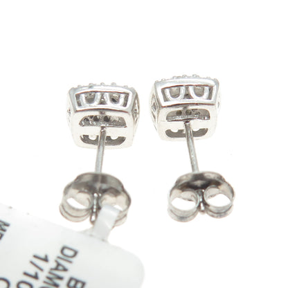 MACYS 925 Sterling Silver Real 1/10CTTW AA7 SS Bridge Diamond Cush Stud Earrings