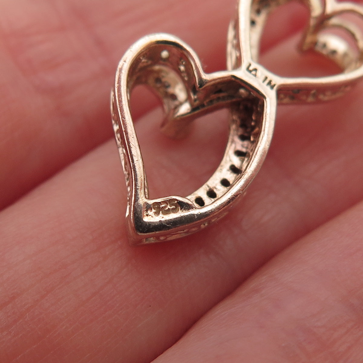 925 Sterling Silver Gold Plated Real Diamond Infinity Heart Slide Charm Pendant