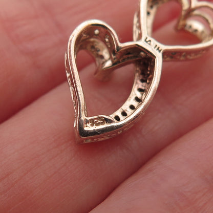 925 Sterling Silver Gold Plated Real Diamond Infinity Heart Slide Charm Pendant