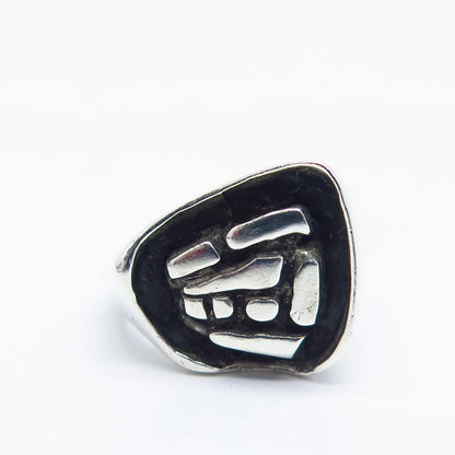 925 Sterling Silver Vintage Modernist Ring Size 4.75