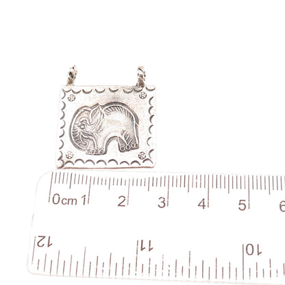 Ken Crafts 925 Sterling Silver Vintage Elephant Oxidized Slide Charm Pendant