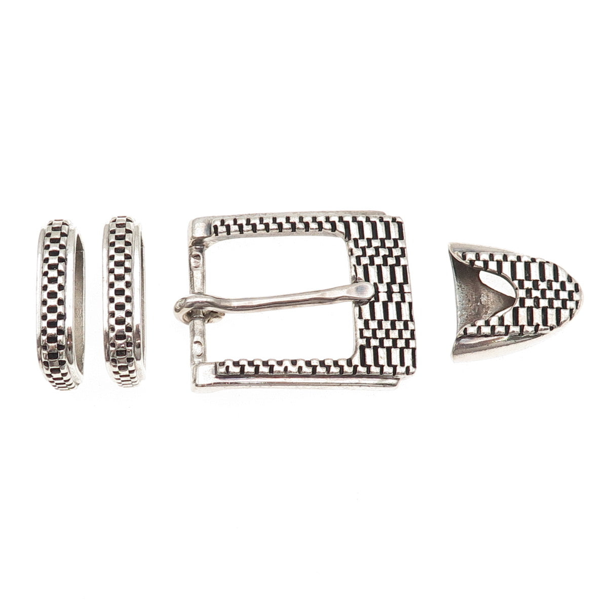 Bandero 925 Sterling Silver Vintage Oxidized 4-Piece Belt Buckle